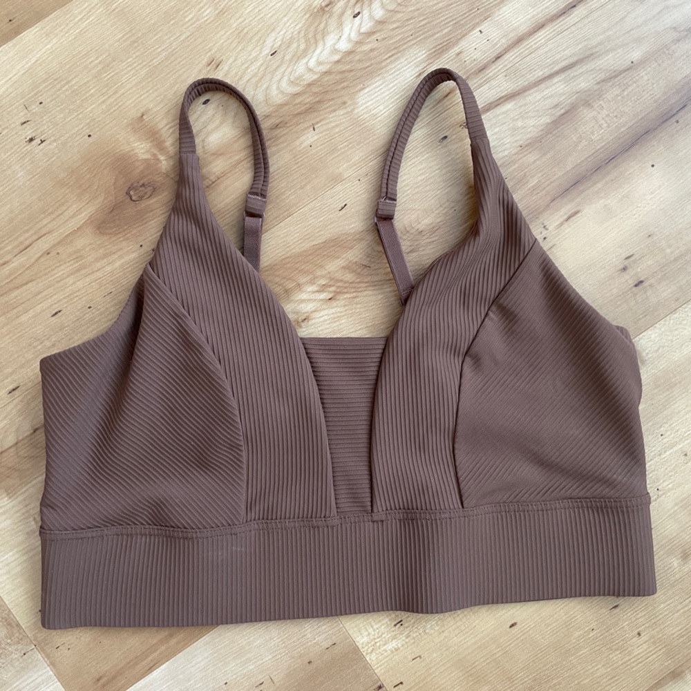 Old Navy Active Taupe Brown Ribbed Light Support Sports Bra Women’s Medium